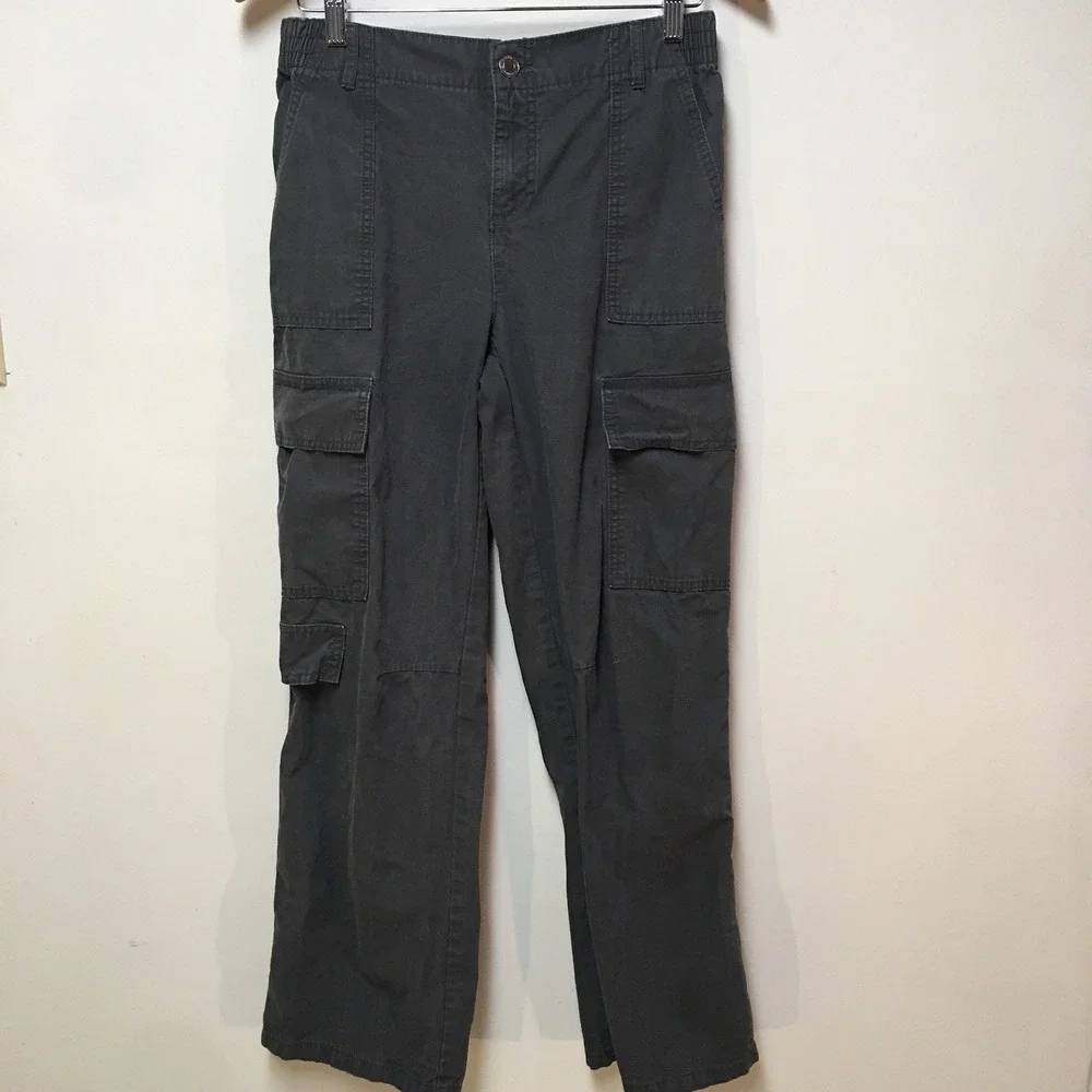 No Boundaries Cargo Pants Women Size S 4-6 Gray Utility Straight Leg Cotton